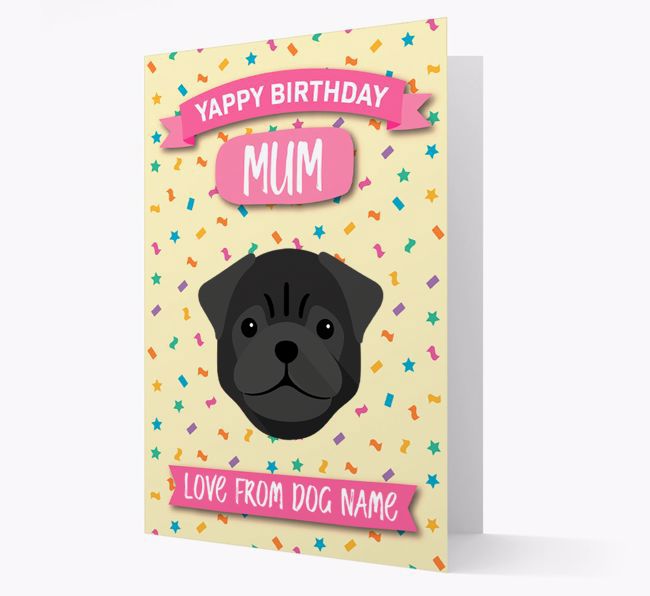 Personalised Card 'Yappy Birthday Mum' with {breedCommonName} Icon